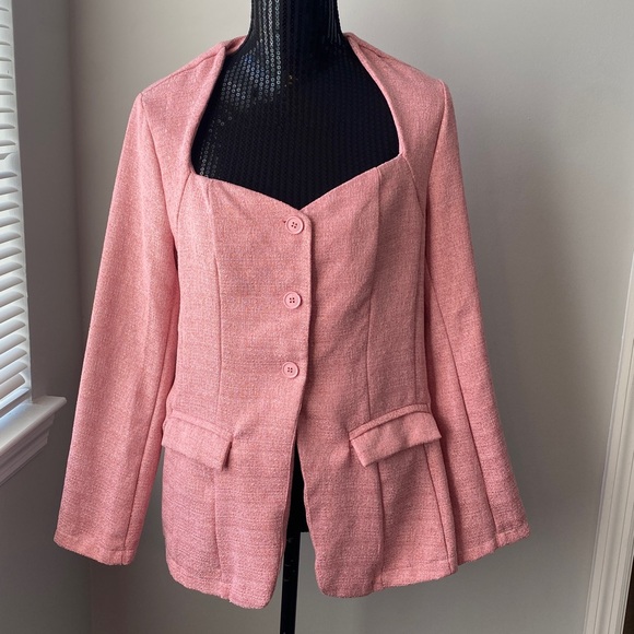 Pink Button Down Blazer - Picture 1 of 16